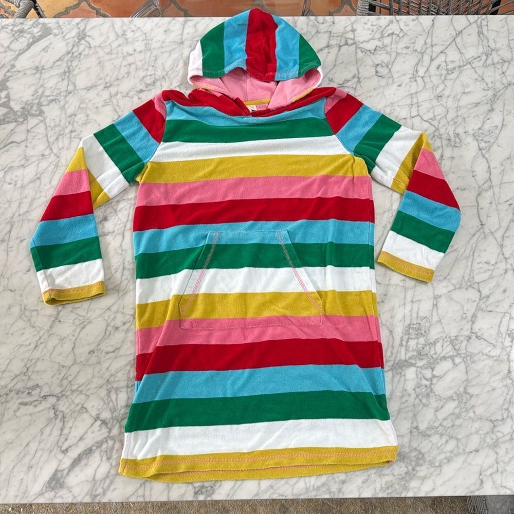 Mini Boden Colorful Striped Hooded Swim Coverup